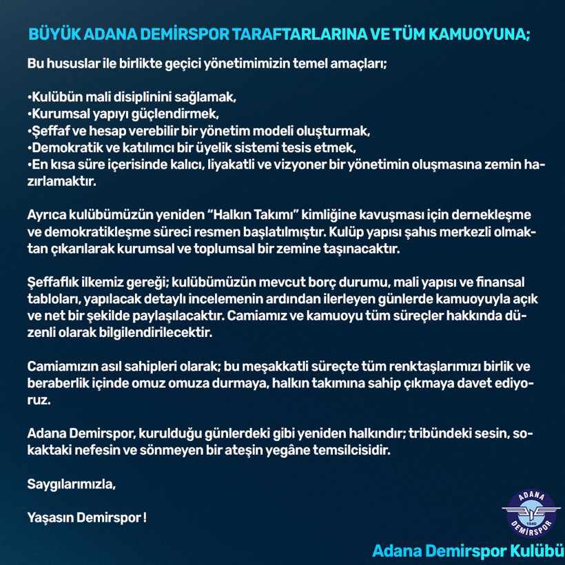 Adana Demirspor&rsquo;un sahibi artık taraftar: Resmen a&ccedil;ıkladılar - Resim : 2