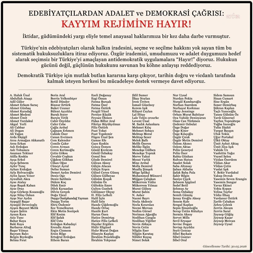 262 edebiyatçıdan ortak bildiri: “Mutlak butlan kararına hayır” - Resim : 1