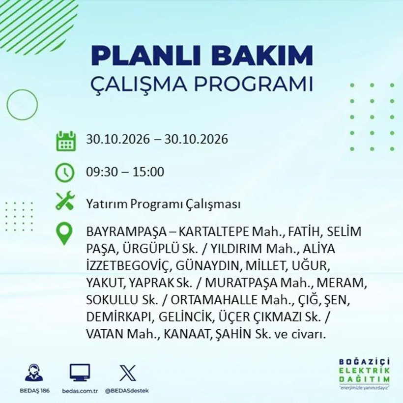 İstanbul'un 12 ilçesinde elektrik kesintisi yaşanacak - Resim : 3