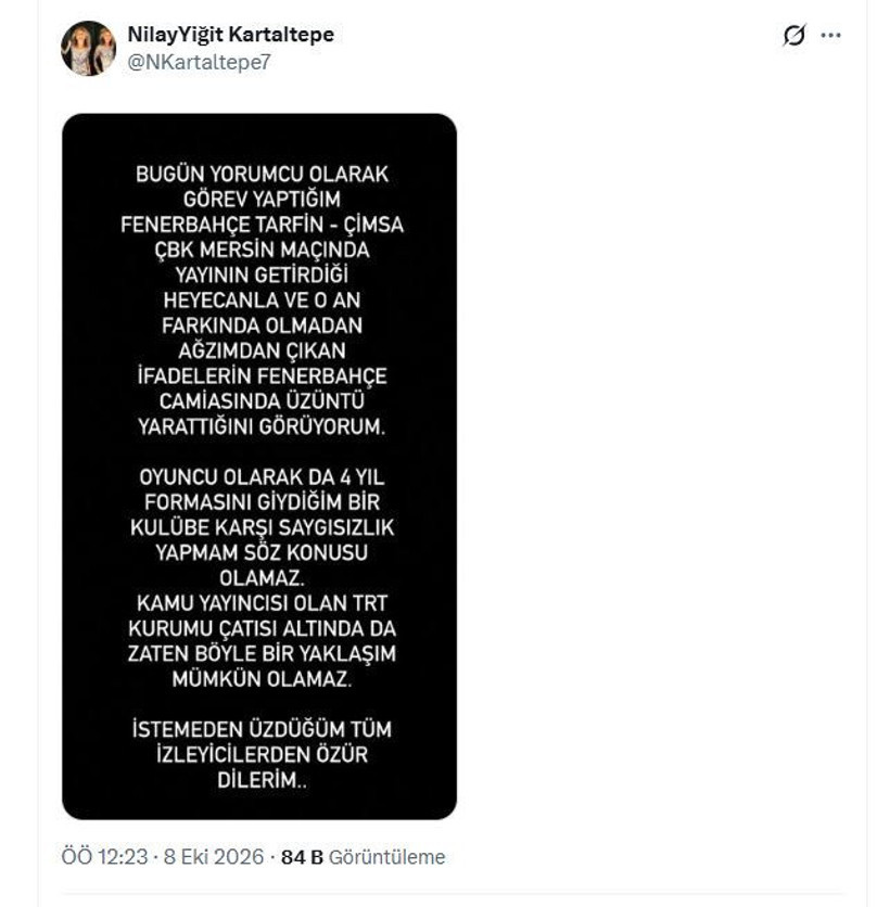 TRT'de ağızdan kaçan söz Fenerbahçe camiasını ayağa kaldırdı: Yorumcudan özür mesajı geldi - Resim : 3