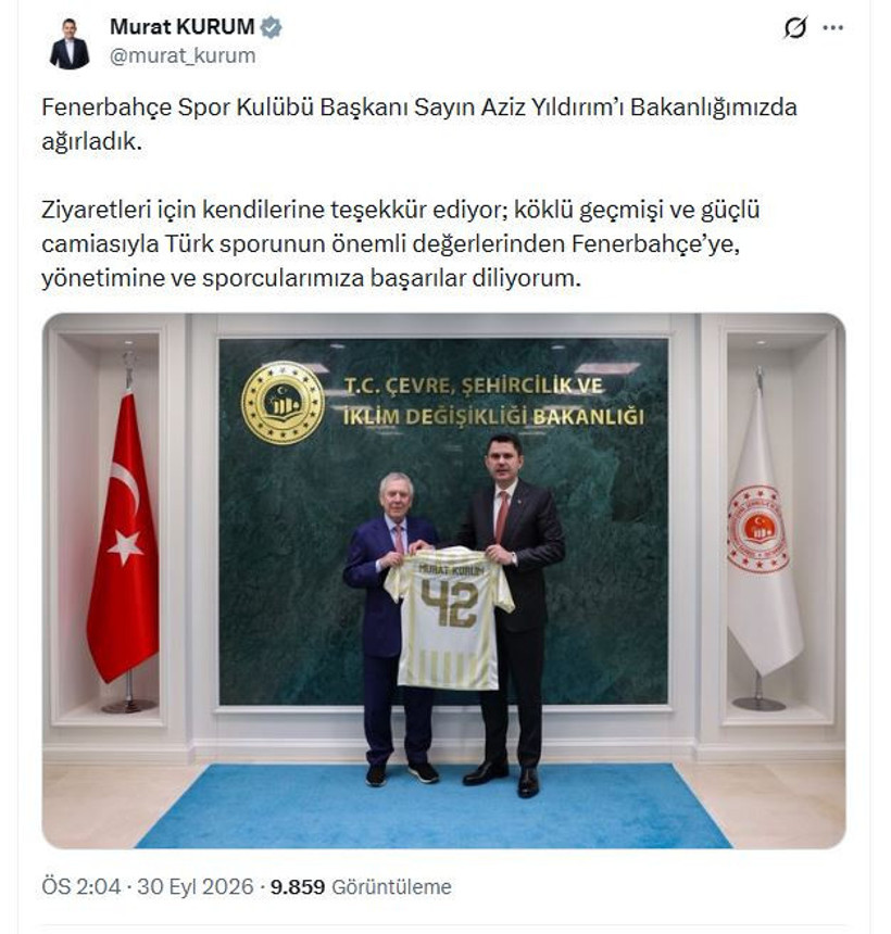 Aziz Yıldırım'dan Bakan Murat Kurum'a stat ziyareti - Resim : 1