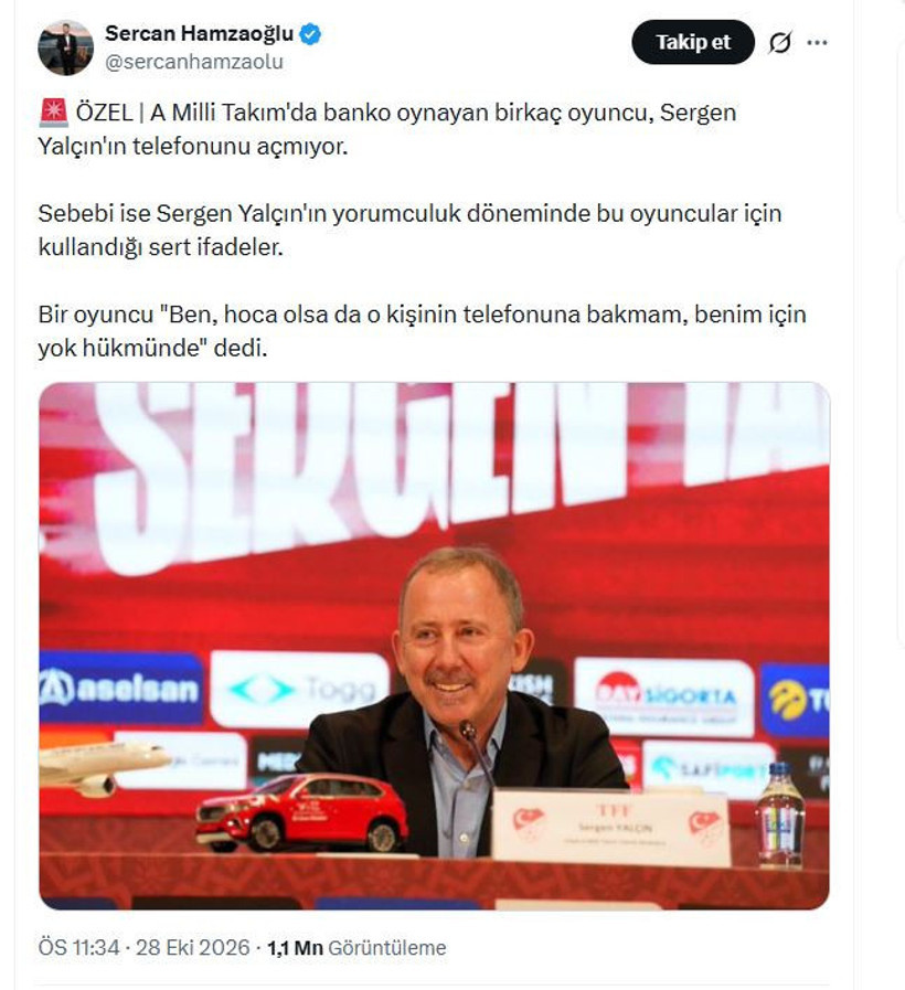 Milli takımda Sergen Yalçın krizi 