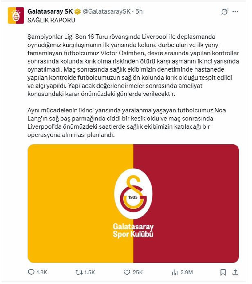 Galatasaray’da Liverpool kabusu: Osimhen ve Noa Lang’dan kötü haber - Resim : 2