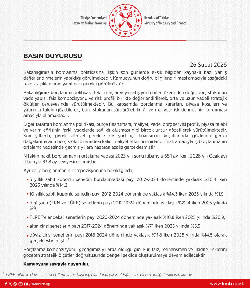 Hazine ve Maliye Bakanlığı’ndan ‘borçlanma’ eleştirilerine yanıt - Resim : 1