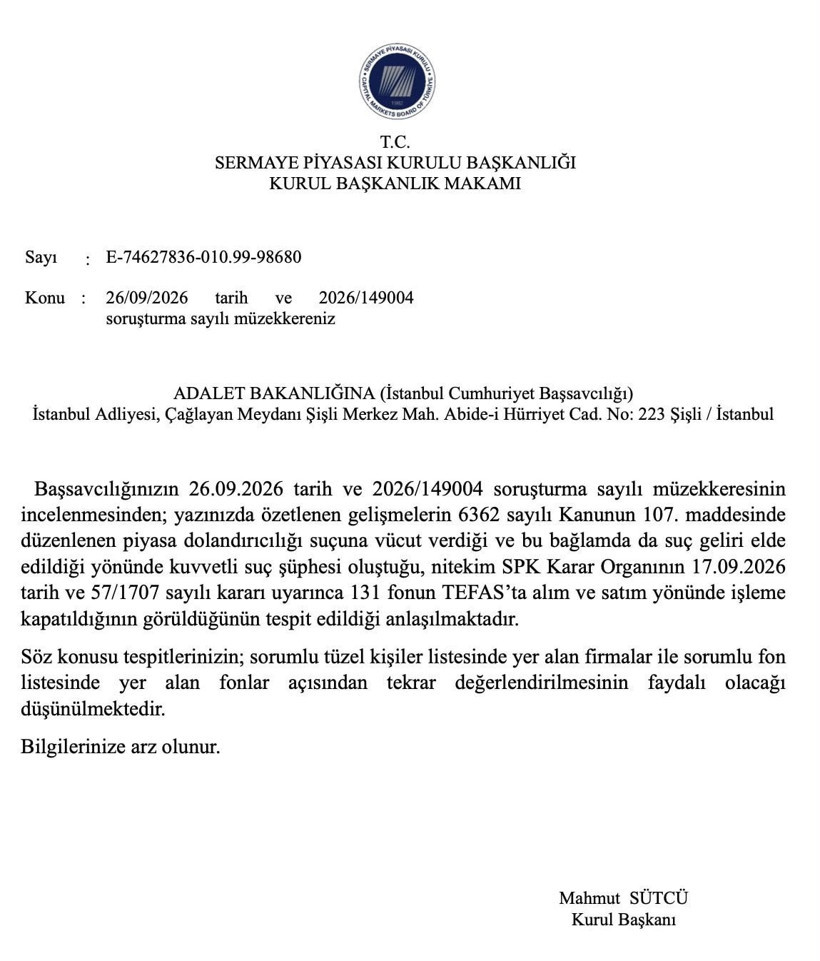 SPK'dan başsavcılığa yazı: Tedbir kararları yeniden değerlendirilsin - Resim : 2