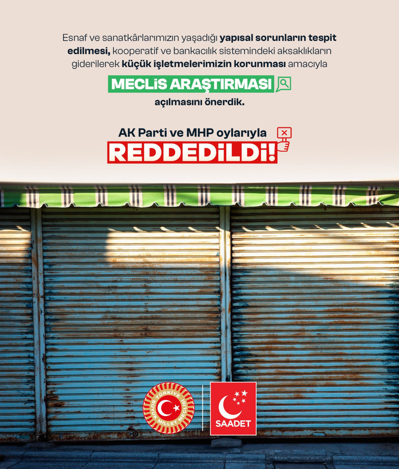 Esnafın yapısal sorunlarının araştırılması ve korunması teklifi: AKP ve MHP oylarıyla reddedildi - Resim : 2