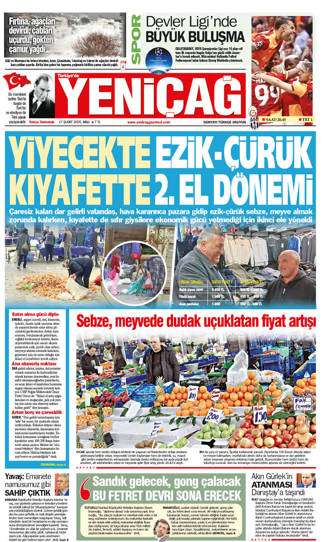 17 Şubat 2026 Salı