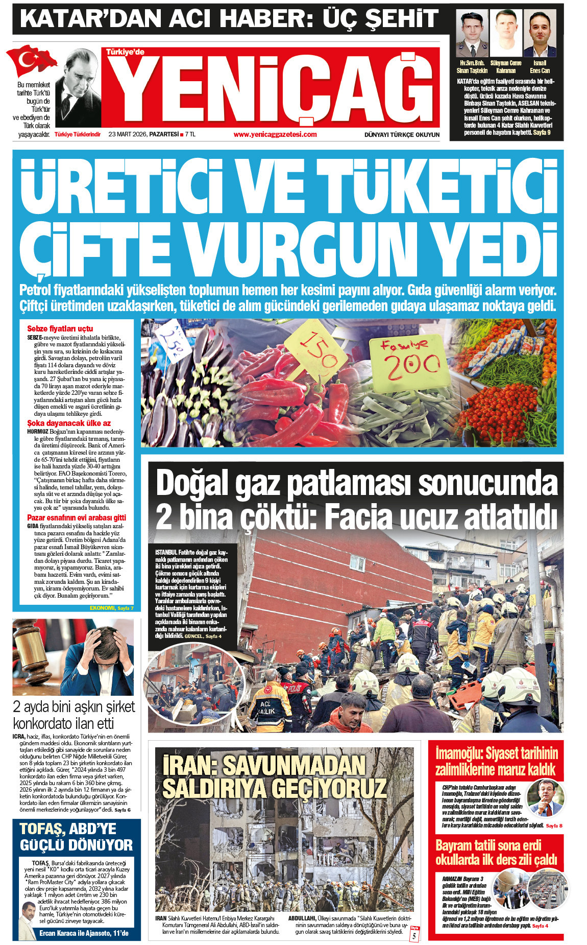 23 Mart 2026 Pazartesi