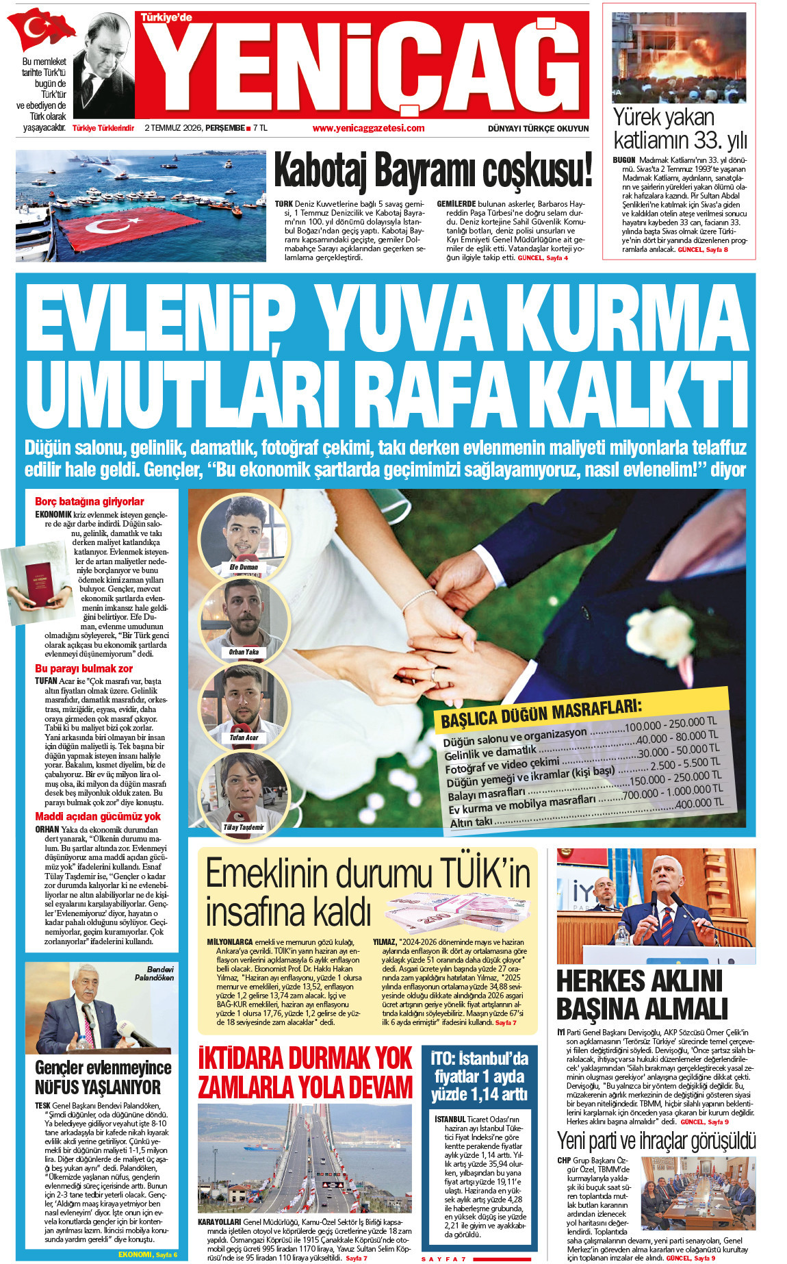 2 Temmuz 2026 Perşembe