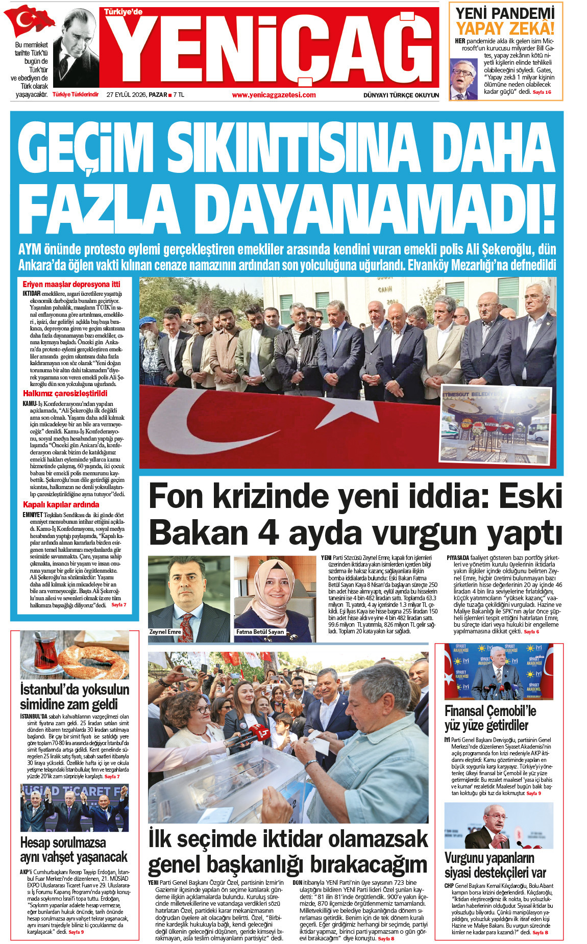27 Eylül 2026 Pazar