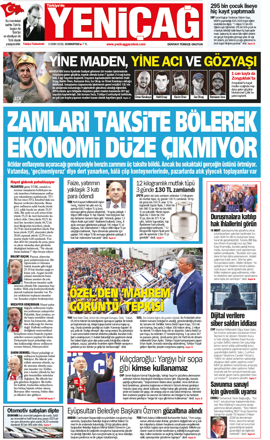 3 Ekim 2026 Cumartesi