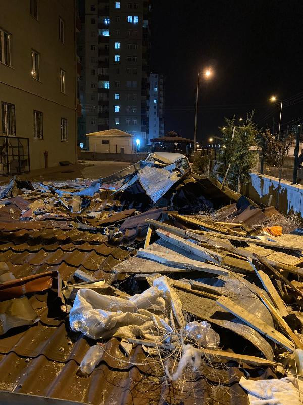 Kayseri'de şiddetli rüzgarda üzerine çatı düşen 1 kişi hayatını kaybetti; o anlar kamerada - Resim : 3