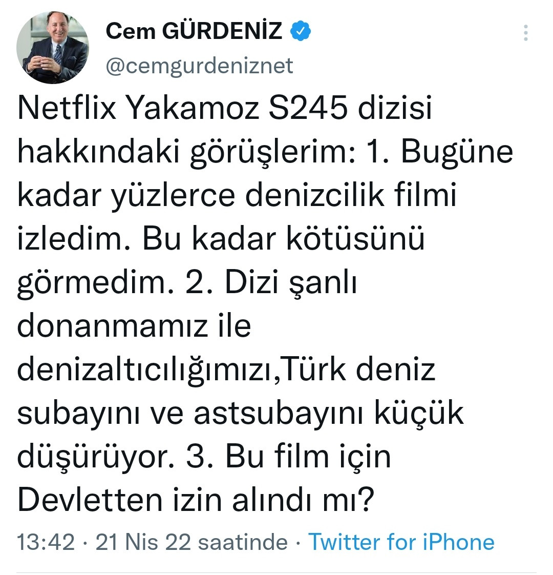 Cem Gürdeniz Türk askerini aşağılayan Yakamoz S245 dizisine isyan etti. Neredesin yandaş medya - Resim : 1