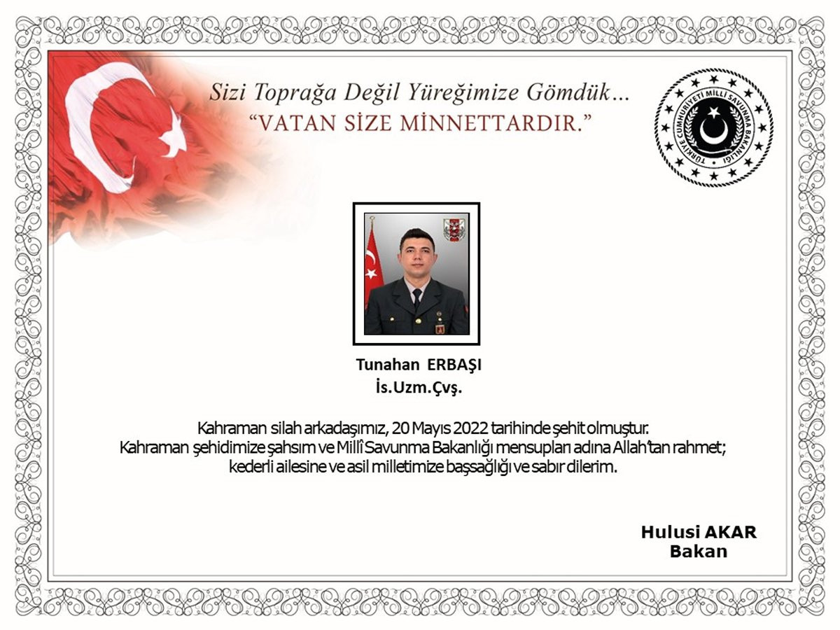 MSB acı haberi duyurdu: 1 askerimiz şehit oldu - Resim : 1