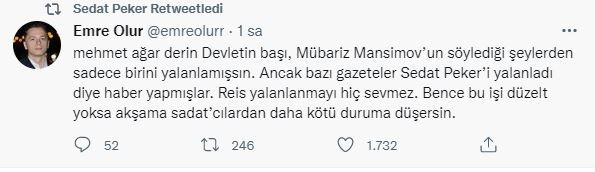 Sedat Peker’in sağ kolu Mehmet Ağar hakkında tweet attı - Resim : 1