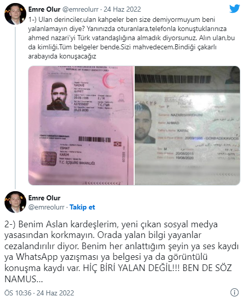 Sedat Peker, Ahmed Nazari'nin nüfus cüzdanını da paylaştı - Resim : 1