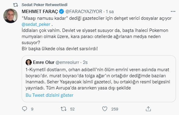 Yeniçağ yazarı Mehmet Faraç Sedat Peker’in ifşalarından sonra aman bana bir şey olmasın diyerek köşesine sinenleri açıkladı - Resim : 1