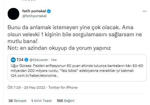 İktidarın faiz oyununu Fatih Portakal anlamak istemeyenler için paylaştı - Resim : 1