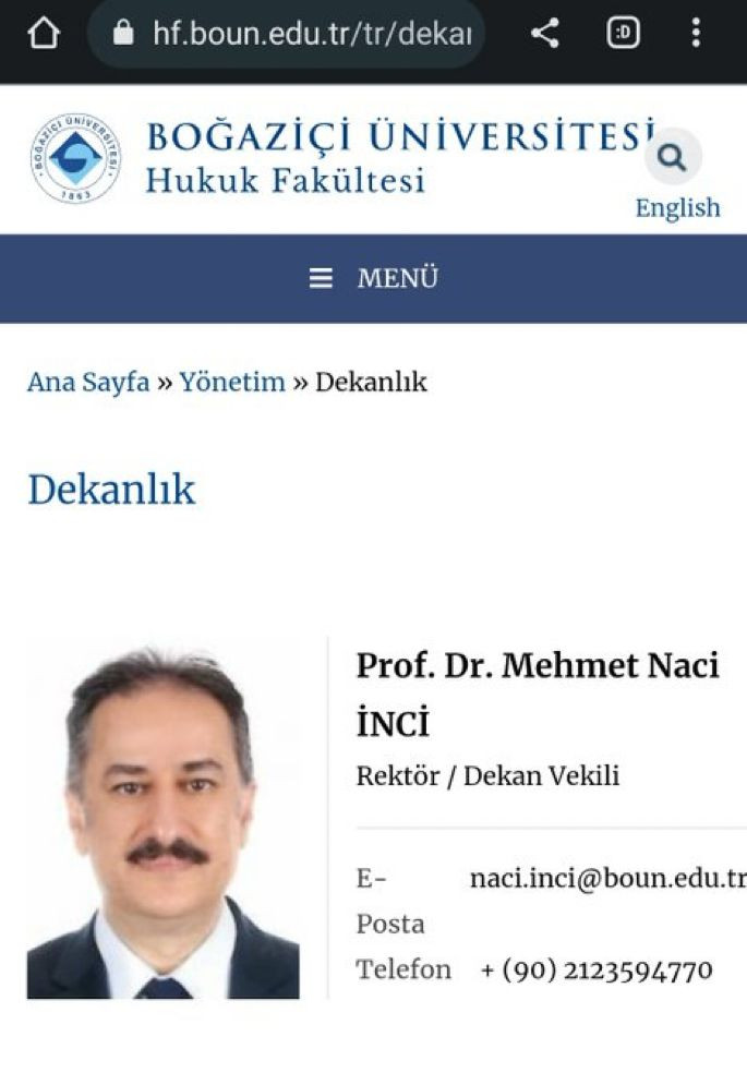 Hukuk Fakültesi dekanı istifa, Boğaziçi Üniversitesi Rektörü Naci İnci kendisini dekan vekilliğine atadı - Resim : 1