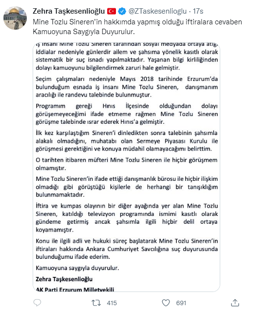 AKP&rsquo;li Zehra Taşkesenlioğlu&rsquo;na Mine Sineren&rsquo;den yanıt: Bu a&ccedil;ıklama insanın midesine oturur - Resim : 1