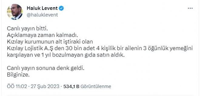 Kızılay konserve barbunyayı da AHBAP'a parayla satmış. Haluk Levent canlı yayında açıkladı - Resim : 1