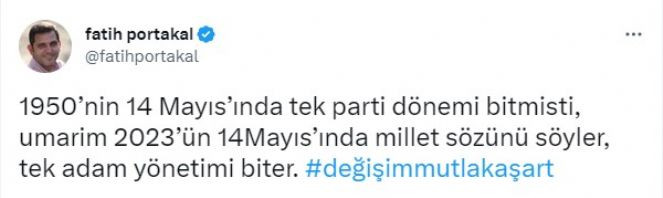 Fatih Portakal'dan Erdoğan'ı uykusuz bırakacak paylaşım. Seçimin sonucunu açıkladı - Resim : 1