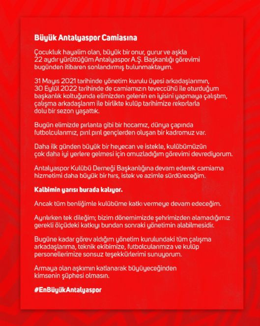 Antalyaspor'da flaş ayrılık - Resim : 1