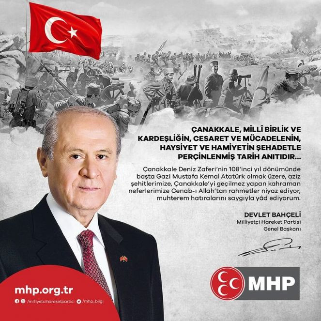 Millet İttifakı'nı Çanakkale'deki düşmana benzetti. Bahçeli 18 Mart mesajında muhalefeti hedef aldı - Resim : 1