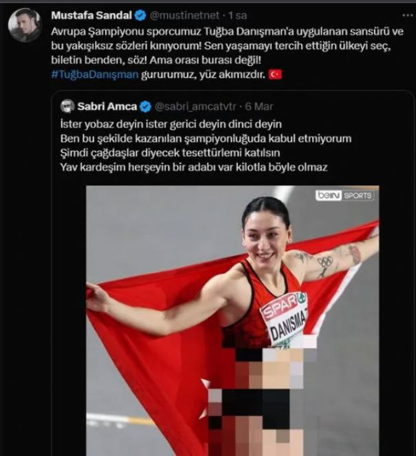 Milli atletin belden aşağısı sansürlendi. Mustafa Sandal yapılanı kınadı ve söz verdi - Resim : 2