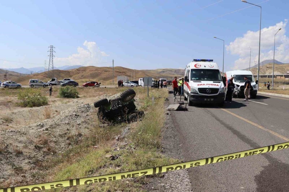 Erzurum'da feci kaza: ATV aracını 30 metre s&uuml;r&uuml;kledi