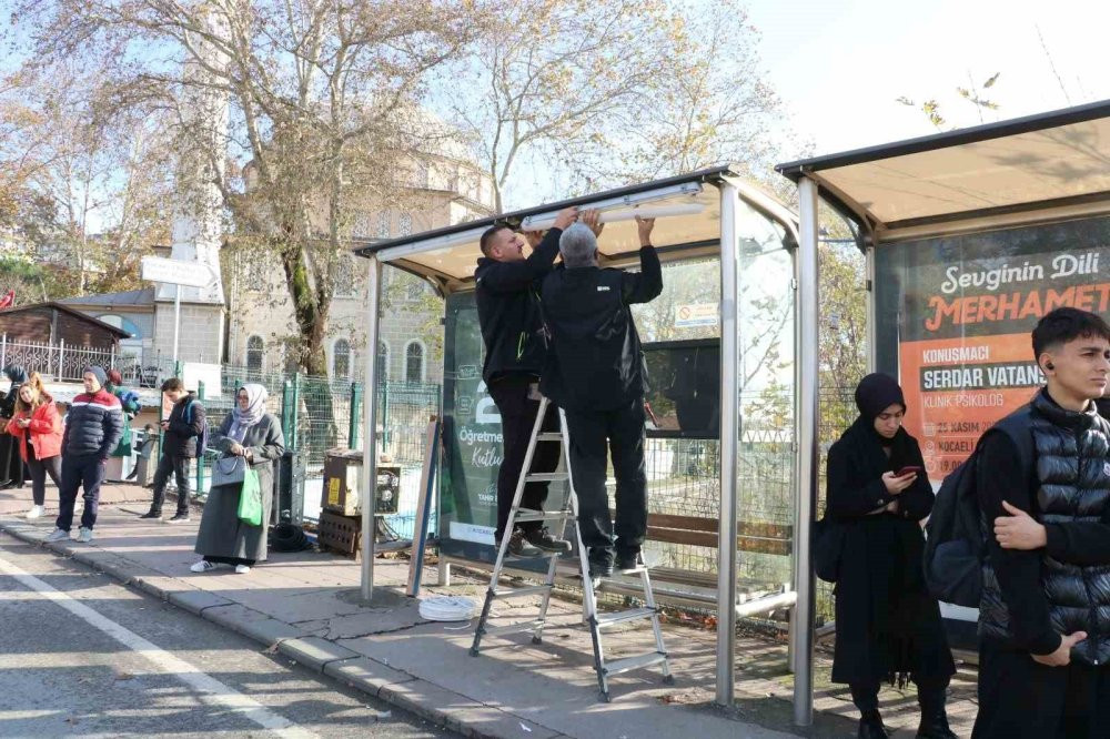 Kadın ve çocukların güvenliği için duraklar aydınlatılmaya başlandı